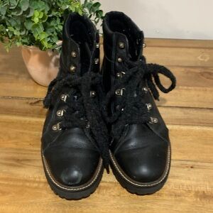 Black Paul Green Lace-Up Ankle Boots